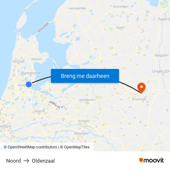 Noord to Oldenzaal map