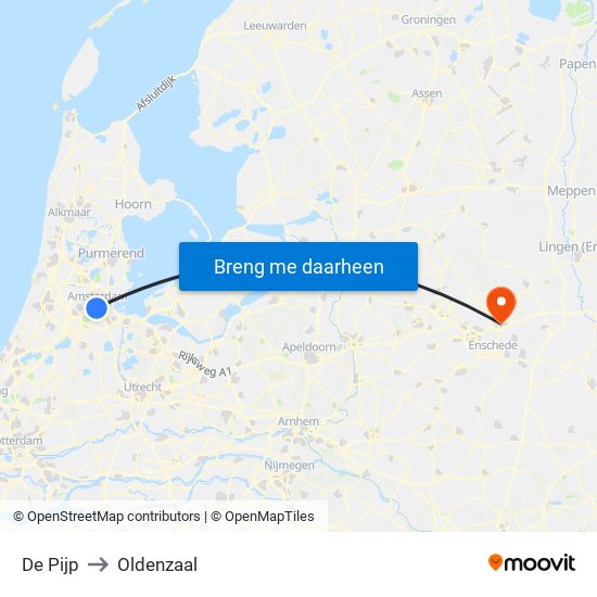 De Pijp to Oldenzaal map