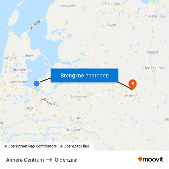 Almere Centrum to Oldenzaal map