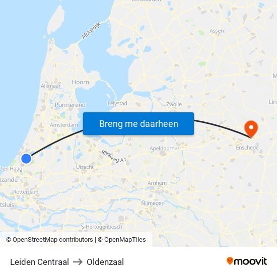 Leiden Centraal to Oldenzaal map
