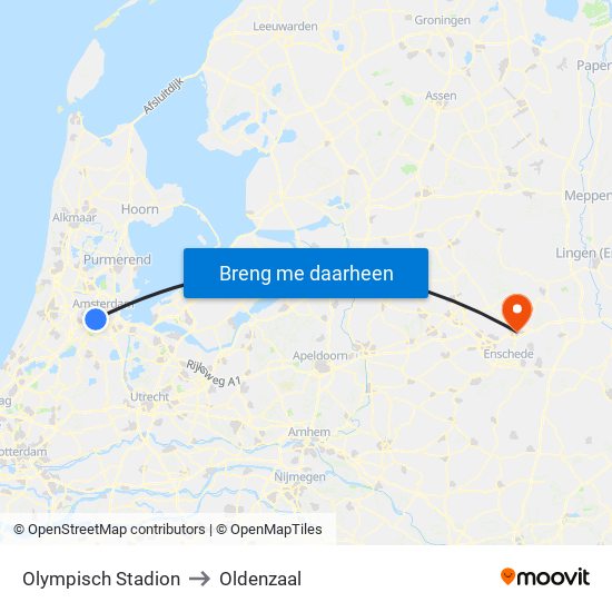 Olympisch Stadion to Oldenzaal map