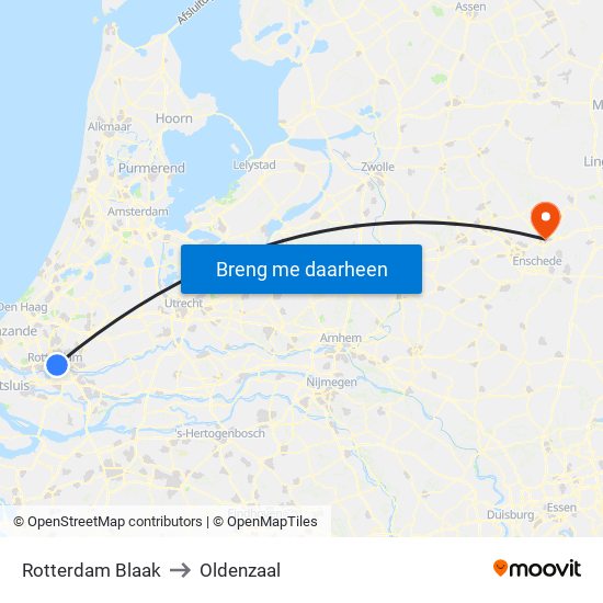 Rotterdam Blaak to Oldenzaal map