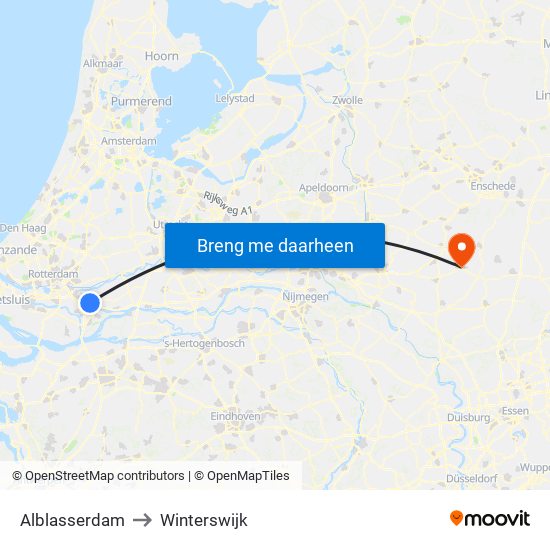 Alblasserdam to Winterswijk map