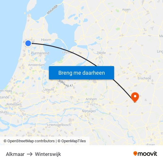 Alkmaar to Winterswijk map