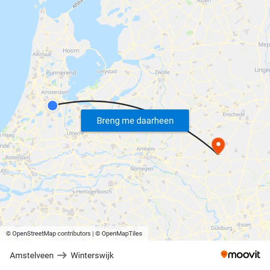 Amstelveen to Winterswijk map