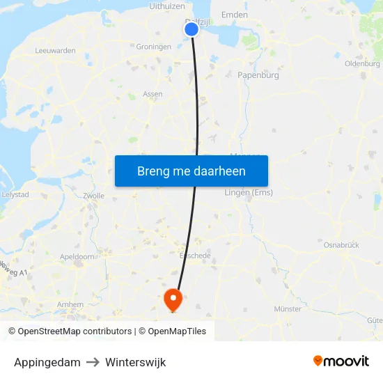 Appingedam to Winterswijk map