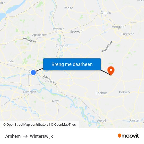 Arnhem to Winterswijk map