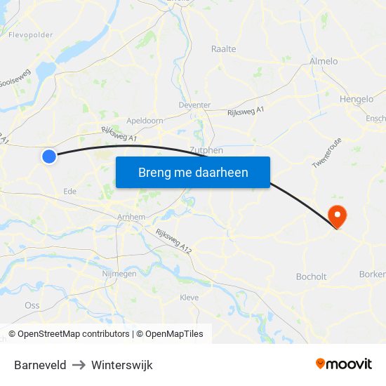 Barneveld to Winterswijk map