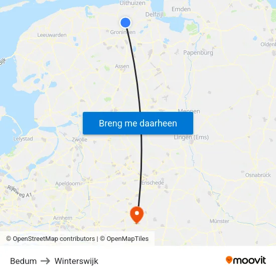 Bedum to Winterswijk map