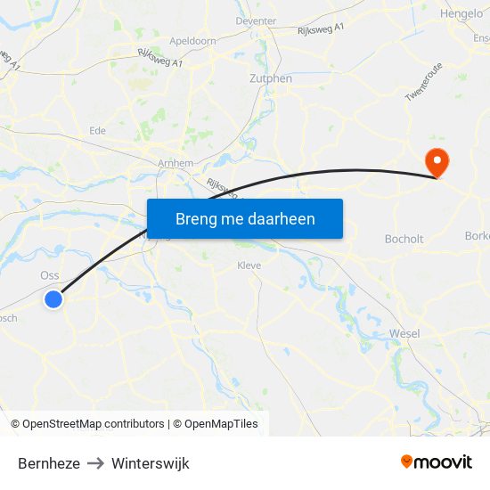 Bernheze to Winterswijk map