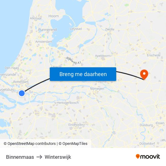 Binnenmaas to Winterswijk map
