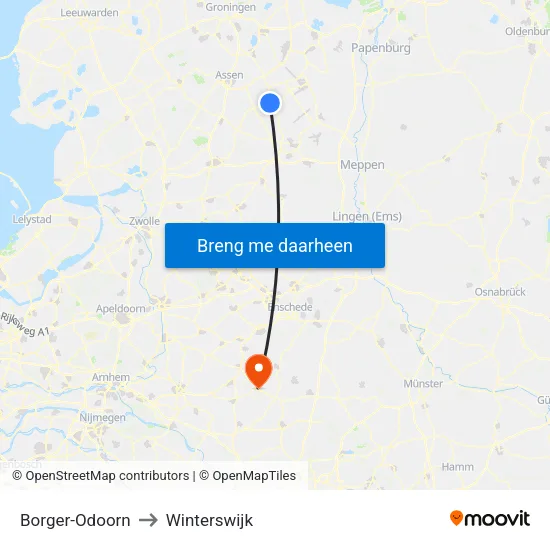 Borger-Odoorn to Winterswijk map