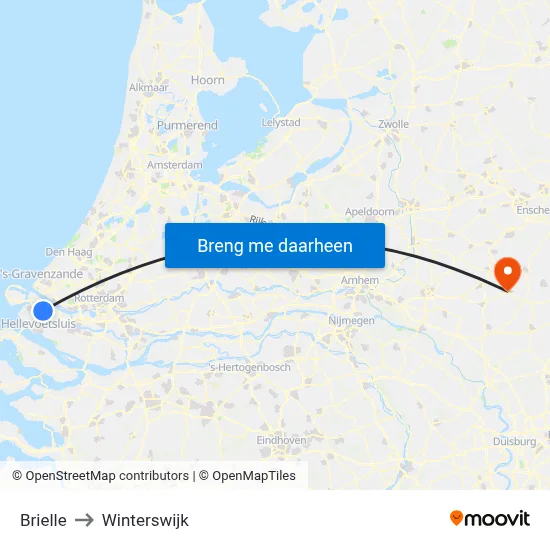 Brielle to Winterswijk map