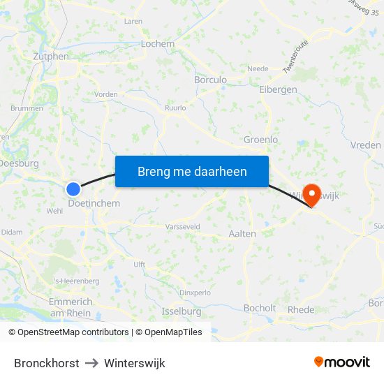 Bronckhorst to Winterswijk map