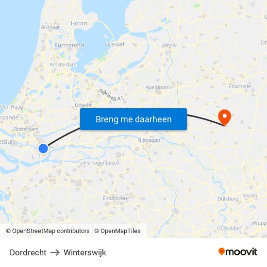 Dordrecht to Winterswijk map