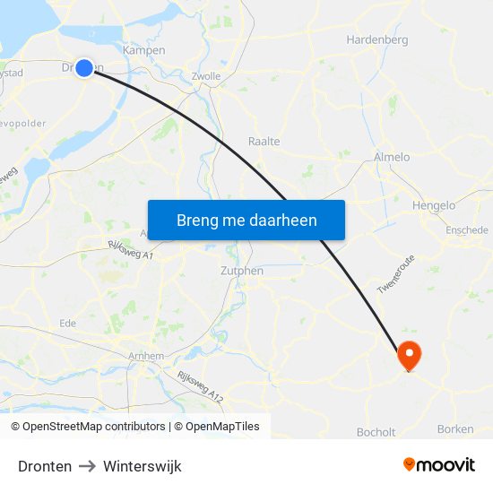 Dronten to Winterswijk map