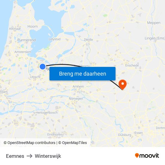 Eemnes to Winterswijk map