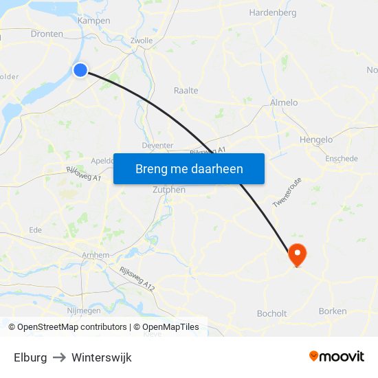 Elburg to Winterswijk map