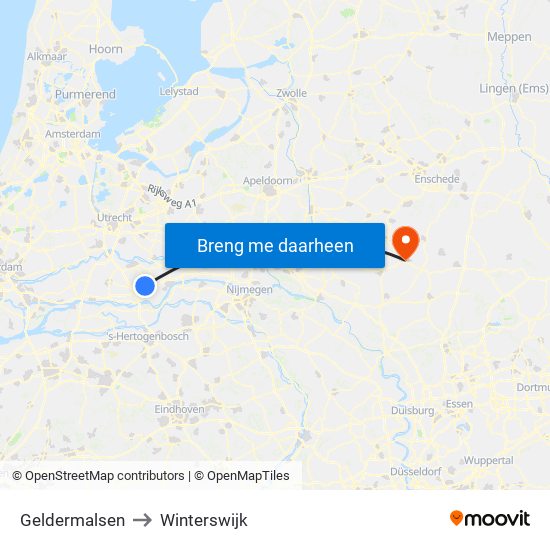 Geldermalsen to Winterswijk map
