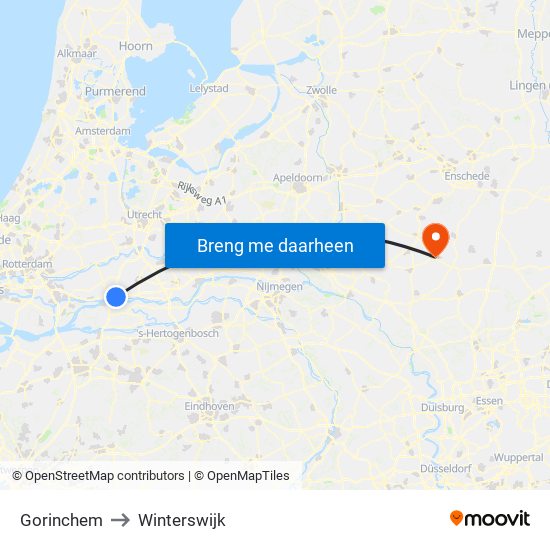 Gorinchem to Winterswijk map