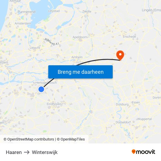Haaren to Winterswijk map