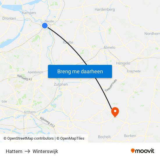 Hattem to Winterswijk map