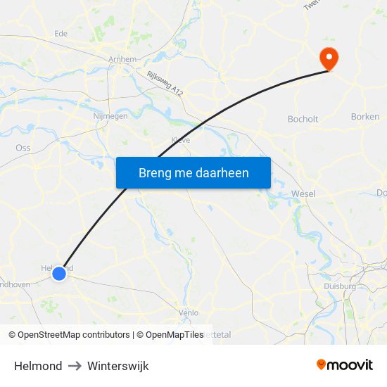 Helmond to Winterswijk map