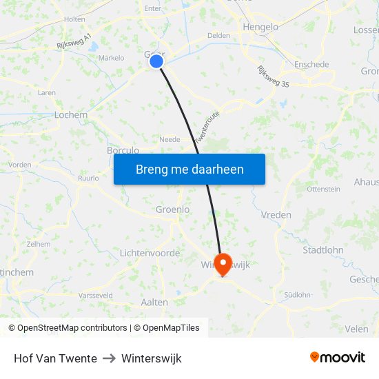 Hof Van Twente to Winterswijk map