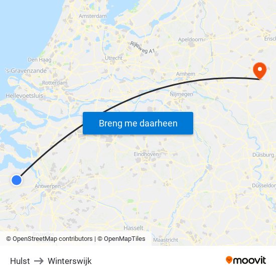 Hulst to Winterswijk map
