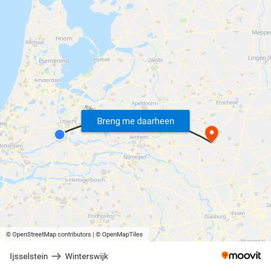 Ijsselstein to Winterswijk map