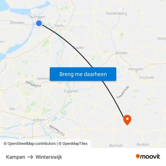 Kampen to Winterswijk map