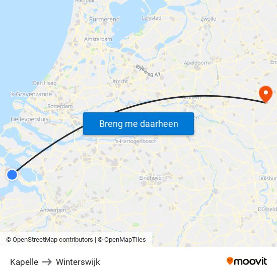 Kapelle to Winterswijk map