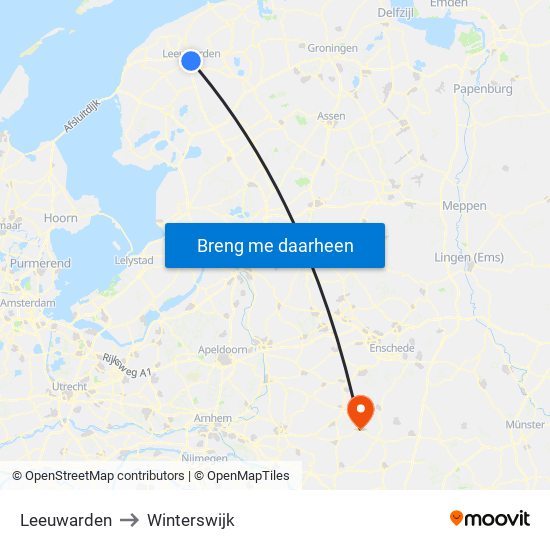 Leeuwarden to Winterswijk map