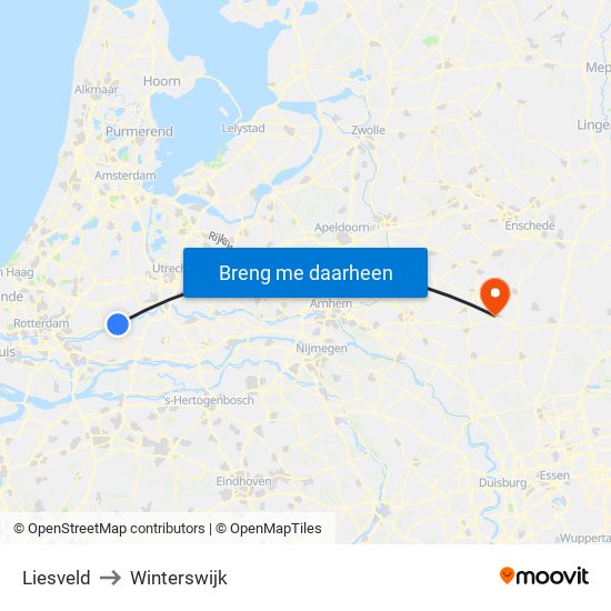 Liesveld to Winterswijk map
