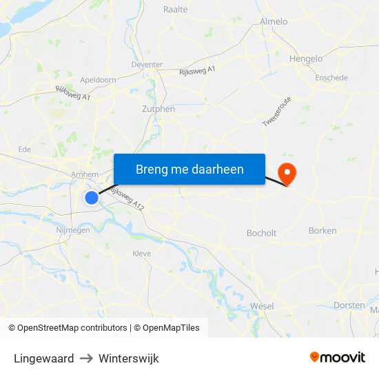 Lingewaard to Winterswijk map