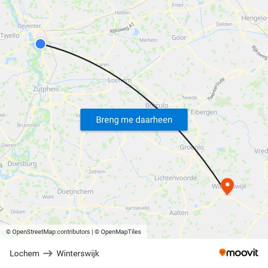 Lochem to Winterswijk map