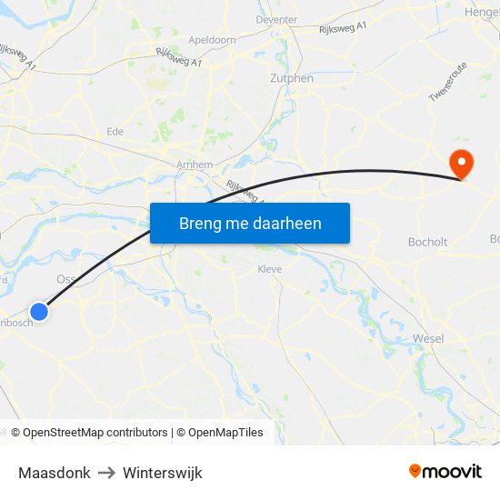 Maasdonk to Winterswijk map