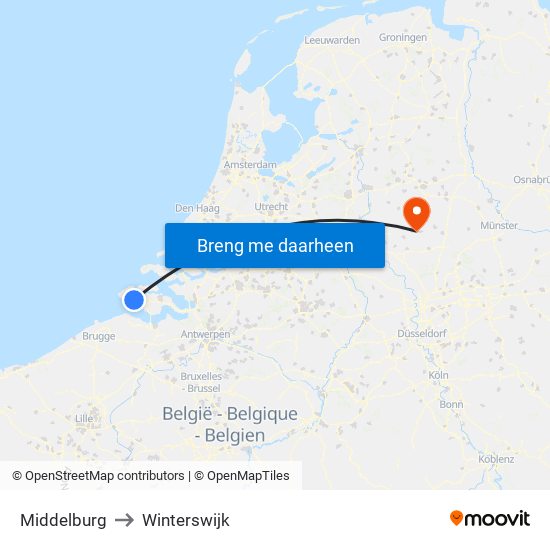 Middelburg to Winterswijk map