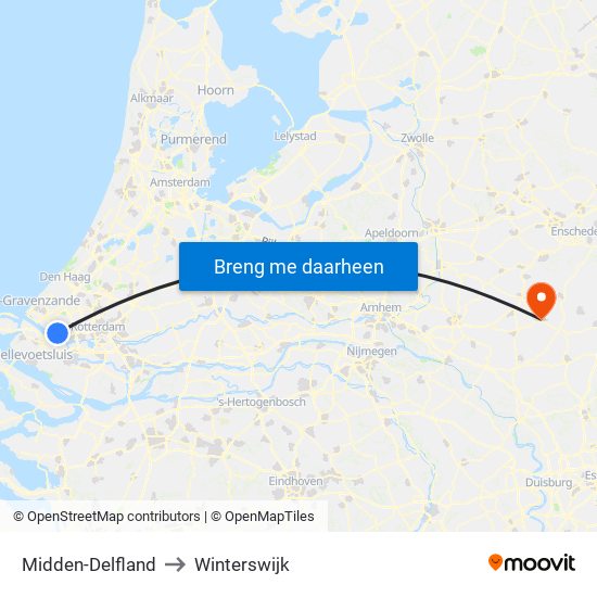 Midden-Delfland to Winterswijk map
