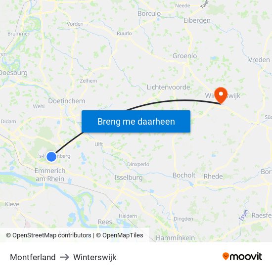Montferland to Winterswijk map