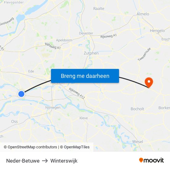 Neder-Betuwe to Winterswijk map
