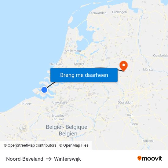 Noord-Beveland to Winterswijk map