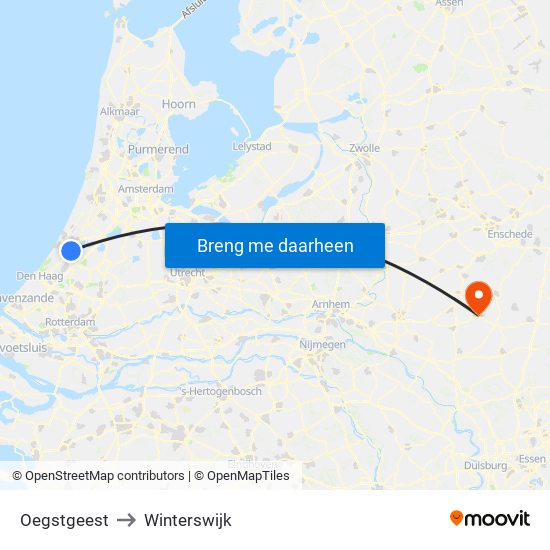 Oegstgeest to Winterswijk map
