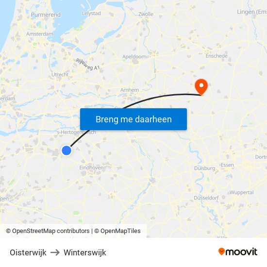 Oisterwijk to Winterswijk map