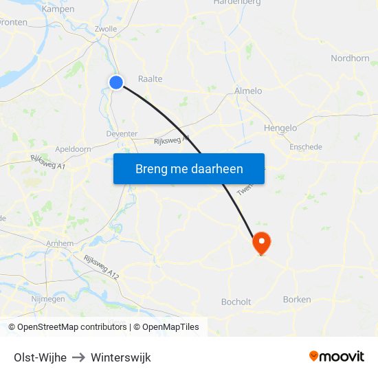 Olst-Wijhe to Winterswijk map