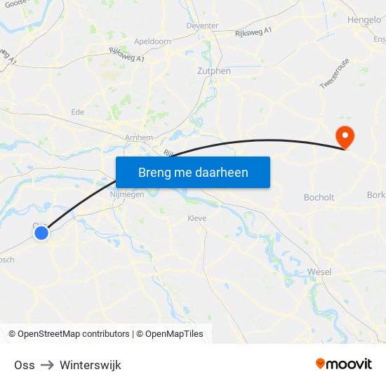 Oss to Winterswijk map