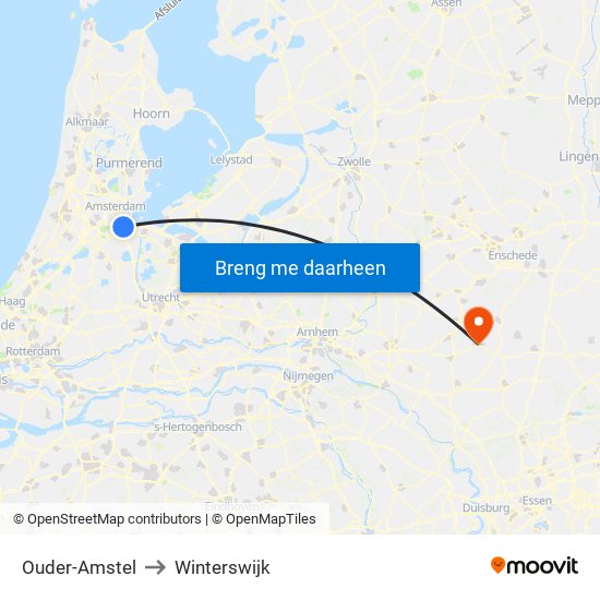 Ouder-Amstel to Winterswijk map