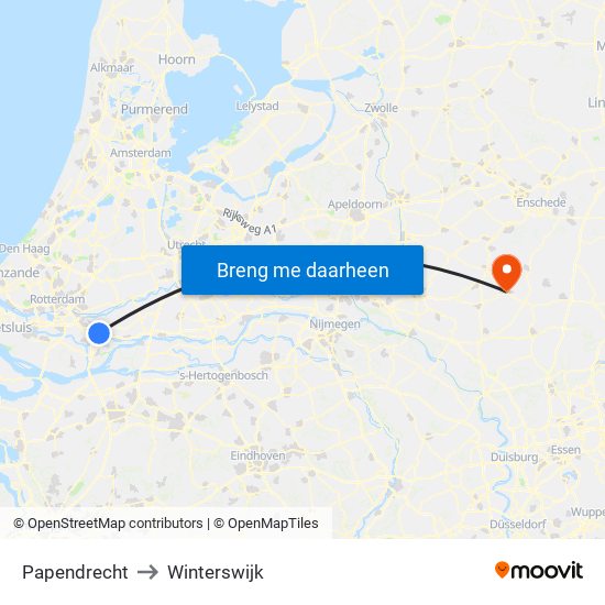Papendrecht to Winterswijk map