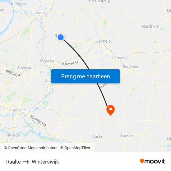 Raalte to Winterswijk map