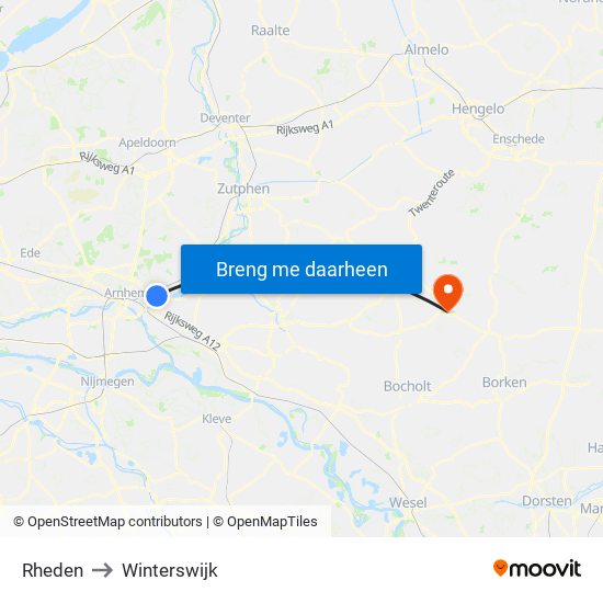 Rheden to Winterswijk map